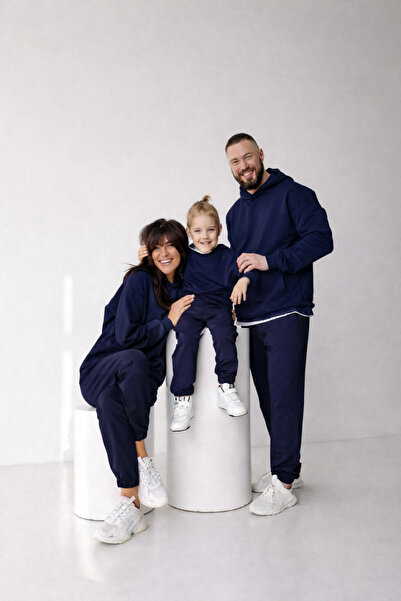 YAKAMEL Family Child Mother Father Tracksuit Set 3 Yarn Winter Relaxed Fit