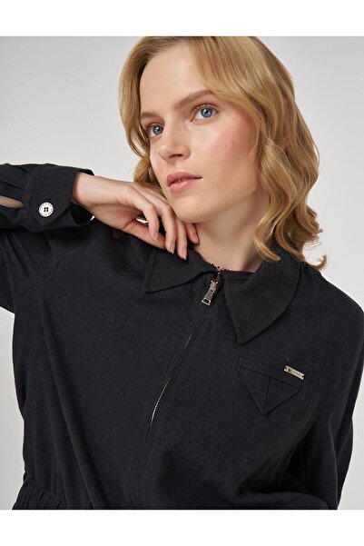 Kayra Set fustă din in și viscoză NEGRU 16025A