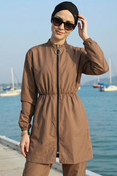 armonika Elastic Waist, High Collar, Pants, Boneli 3-Piece Set, Burkini, Hija...