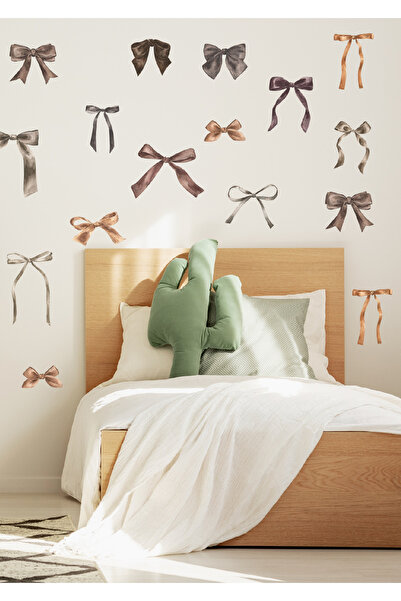 Sim Tasarım Set de autocolante de perete cu panglică moale maro bej, ornament...