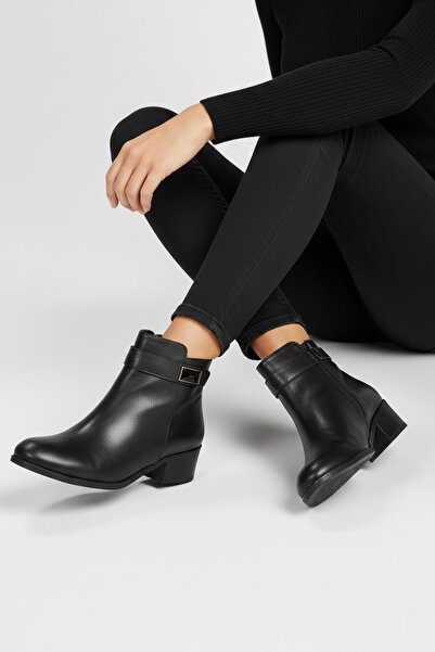 Papuçsepeti Shoe Basket 5043 Women's 5 cm Heel Thermo Sole Zippered Women's B...