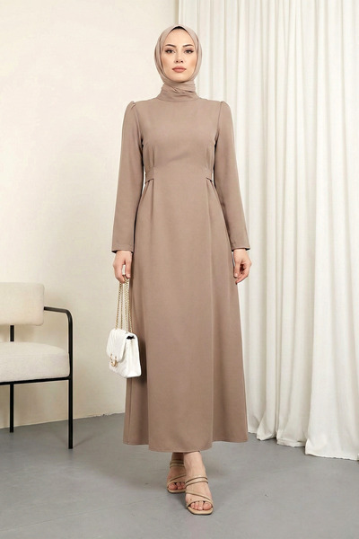 MODAQU Tie-Waist Long Dress with Back Zipper - Cinnamon