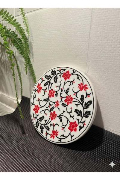 Eren Çini Seramiği Handmade Tile Patterned Ceramic Trivet - Heat Resistant, 16 cm