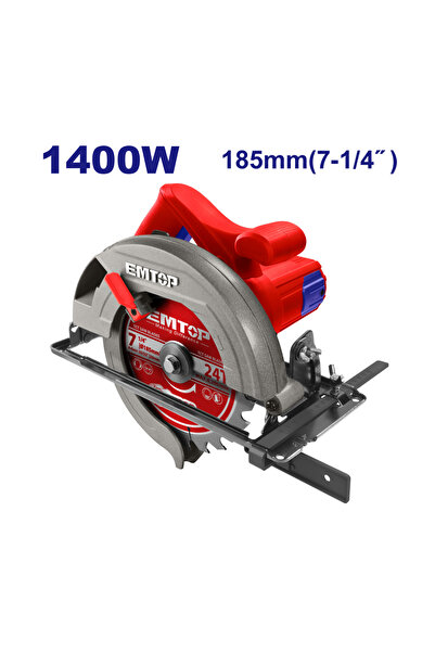 EMTOP Electric Circular Saw ECSW1852, 1400W, 185mm, Adjustable Depth, 4800 rpm