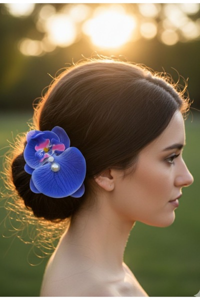 SOFT Двосторонній орхідеєвий квітковий шпилька з затискачем і перлами