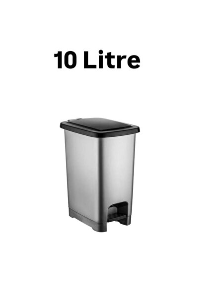 UMBEX PLUS UMBEX Pedallı 10 Litre Gri Banyo Mutfak Çöp Kovası Çöp Kutusu Siya...