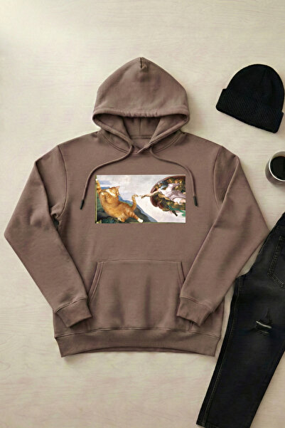 OXVİN Creation of Tekir - Unisex Hooded Kangaroo Pocket 3 Thread Puff (with F...