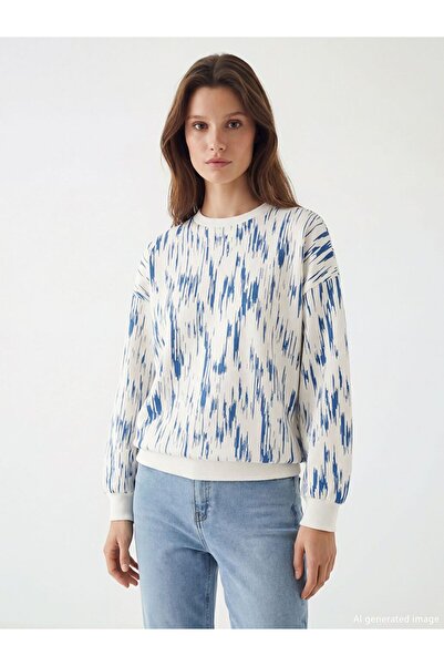 LC Waikiki Crew Neck Patterned Women's Sweatshirt Tunic