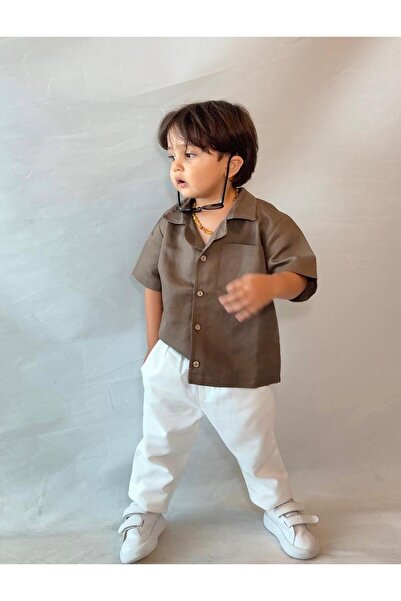 bohemiankids baby wear Set cămașă și pantaloni din in maro