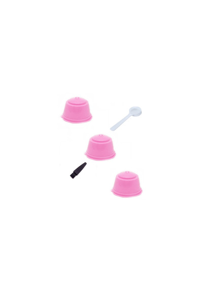 OEM Set of 3 reusable coffee capsules, Dolce Gusto compatible, rose, with bru...