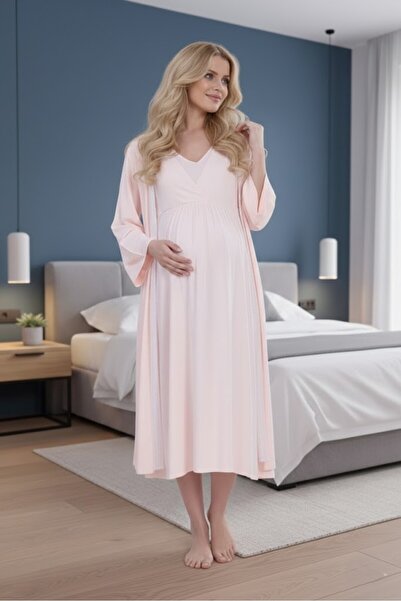 Lohusa Homewear Noul sezon, țesătură pudrată, de vară, cu mâneci scurte, cu d...