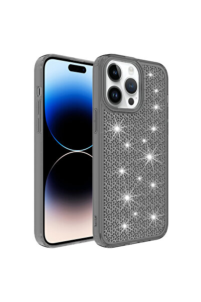 Giz Story حافظة GZST Snow بتصميم لامع متوافق مع هاتف iPhone 14 Pro - أسود