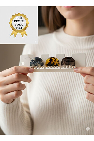 LUXENYA DESİGN 3-Piece Women's Hair Clip Set Leopard, Zebra and Marble Patter...