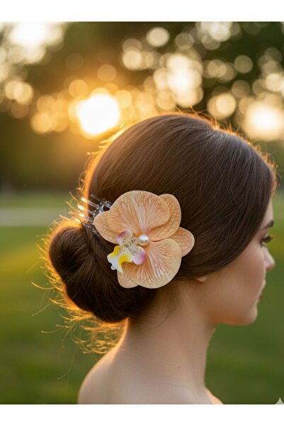 SOFT Двосторонній орхідеєвий квітковий шпилька з затискачем і перлами