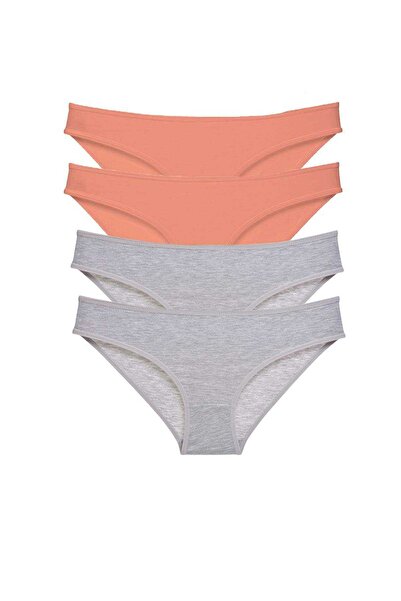 Mestore طقم سراويل داخلية نسائية من الليكرا مكونة من 4 قطع، لون رمادي فاتح