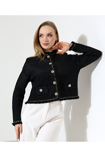 Moxsira Noir Gold Düğmeli Klasik Ceket