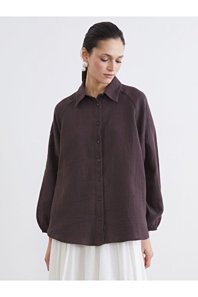 LC Waikiki Textured Oversized Muslin Women's Shirt Tunic