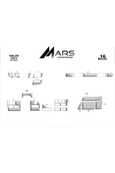 Marscockpitdesign غطاء لوحة القيادة المتوافق مع فولفو FH 2013 16 قطعة
