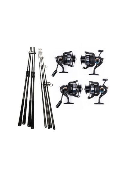 eastshark Set 4 Lansete Carbon 3, 90 m,2 Segm+4 Mulinete Ganett 7000, 13 Rulm...
