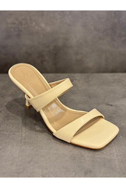 Zeyn Handmade Genuine Leather Heelled Slippers (Heel Height 8 cm)