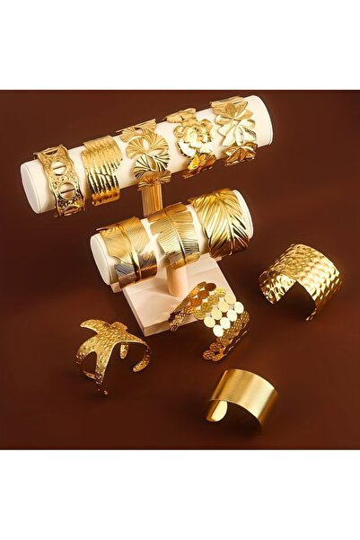 Ervalina أساور سميكة أساسية مزينة بنقوش الزهور (شحن مختلط)