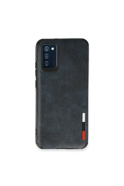 eco port حافظة سامسونج جالاكسي A03s بحلقة جلدية من السيليكون - أزرق داكن