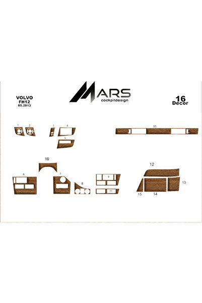 Marscockpitdesign Volvo Fh Compatible Console-Torpedo Covering 2013 16 Pieces