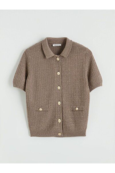 LC Waikiki Polo ovratnik Teksturirano ženska pletena jakna