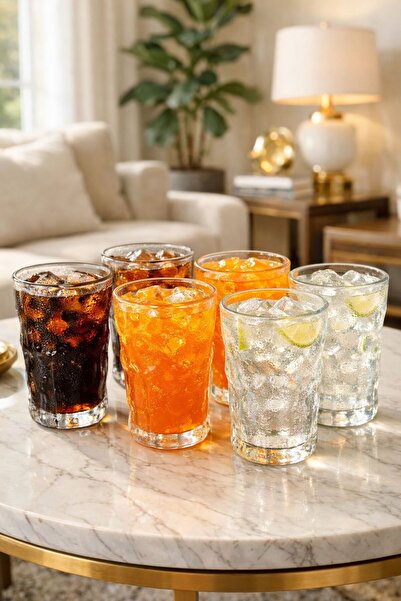 YzHome 6 Piece Frosted Glass Cup Mug Cocktail Soft Drink Glass