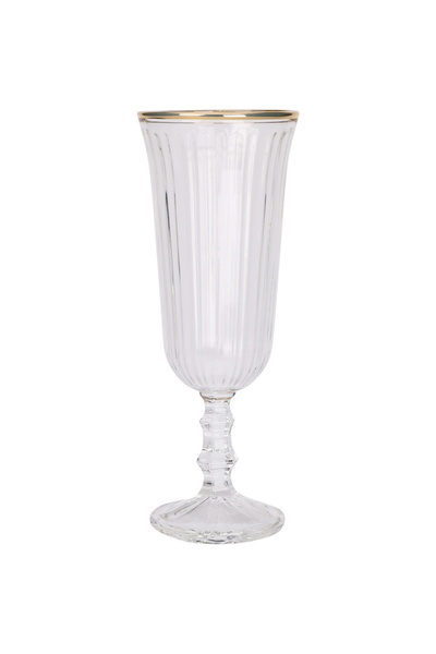 Koopman International Champagne glass, with gold rim, glass, 120 ml, Transparent