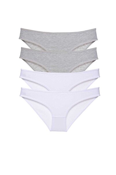 Mestore مجموعة سراويل داخلية نسائية من الليكرا مكونة من 4 قطع باللون الرمادي ...