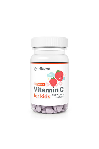GymBeam Vitamina C masticabilă pentru copii, 120 de comprimate, căpșuni