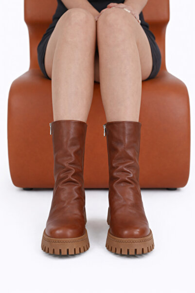 Femmina Fermuarlı Deri Bot