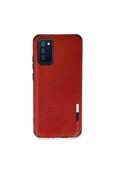 eco port حافظة سامسونج جالاكسي A03s بحلقة جلدية سيليكون - أحمر