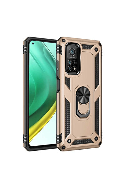 eco port غطاء سيليكون متوافق مع هاتف Mi 10t Pro مع حلقة صوفيا - ذهبي