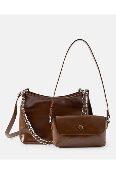 REDTAG Women Plain Brown Handbag