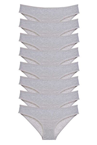 Mestore طقم سراويل داخلية نسائية من الليكرا مكونة من 8 قطع، لون رمادي