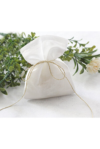 Bimotif حقيبة هدايا من الحرير العثماني الأبيض، مقاس 10×15 سم، 3 قطع