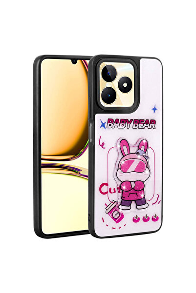 Giz Story غطاء سيليكون GZST Amas لهاتف Realme C53 مع تصميم منقوش ولامع - أبيض