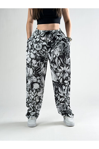 COCOPELLI Women's Rose Patterned Jogger Pants with Adjustable Legs Coc2803