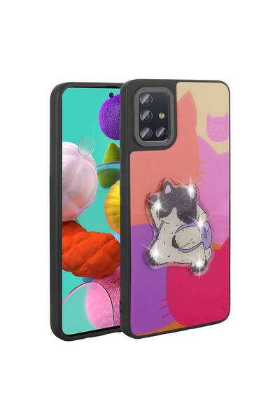 Giz Story غطاء سيليكون GZST Amas لهاتف Galaxy A51 مع تصميم منقوش ولامع - أرجواني