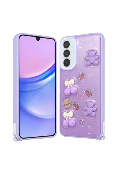 Giz Story حافظة لهاتف Galaxy A14 مزينة بالترتر السائل اللامع وشخصيات منقوشة G...