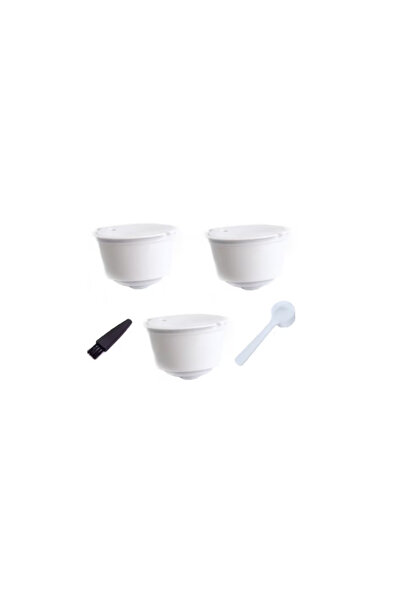 OEM Set 3 Capsule cafea, reincarcabile, compatibil Dolce Gusto, alb, cu periu...