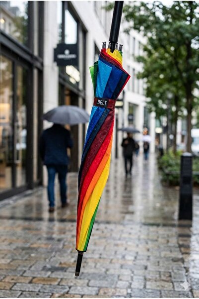 h homerest Gökkuşağı Renkli 16 Telli Protokol Şemsiyesi, Büyük Boy Rüzgara Da...