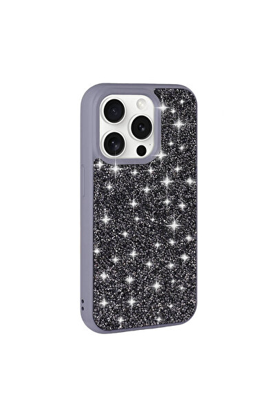 Giz Story حافظة GZST متوافقة مع هاتف iPhone 15 Pro Max بتصميم حجري لامع - رمادي