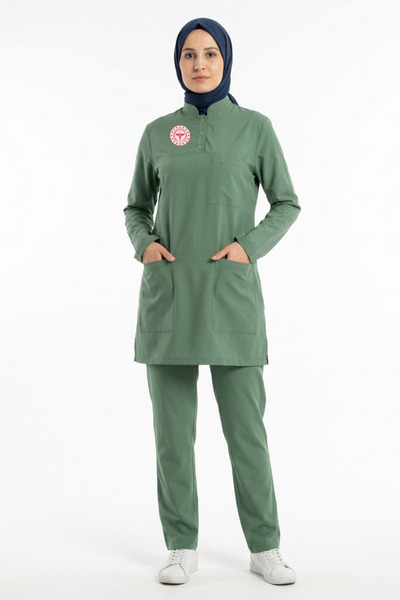 Pratik Medikal Operating Room Staff Uniform Lycra Scrubs Hijab Suit Frosty Sp...
