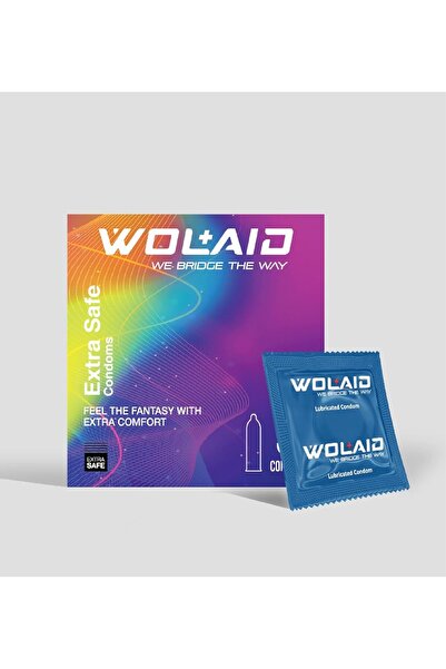 WOLAID Feel The Fantasy Extra Safe & Comfort Lubricated Latex Condoms, 3 Pieces