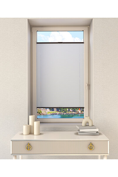 Trend Plise Perde Beyaz Plise Katlanır Cam Balkon Perdesi - Ofis Perdesi - Sa...