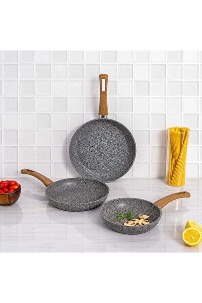 Alberto 3-piece grey granite frypan set 20/24/28 cm
