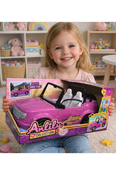 LRS STORE سيارة جيب لعبة بطول 35 سم - سيارة وردية متوافقة مع معايير الطرق الو...